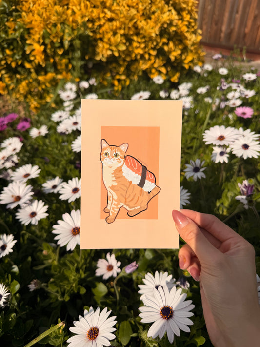 Sushi Cat Art Print 4x6