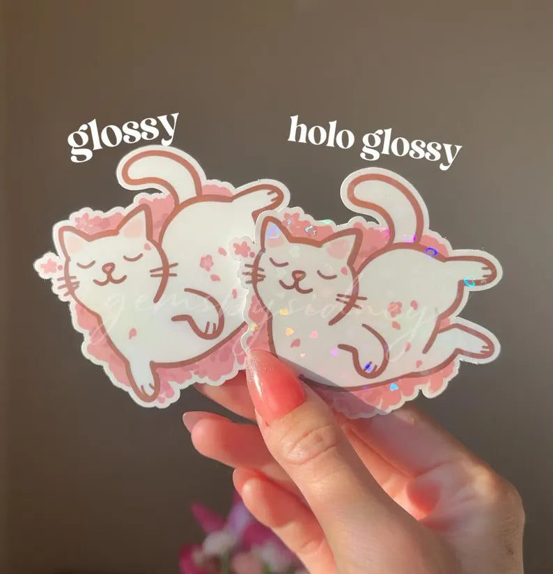 Cats Rolling in Cherry Blossom Stickers