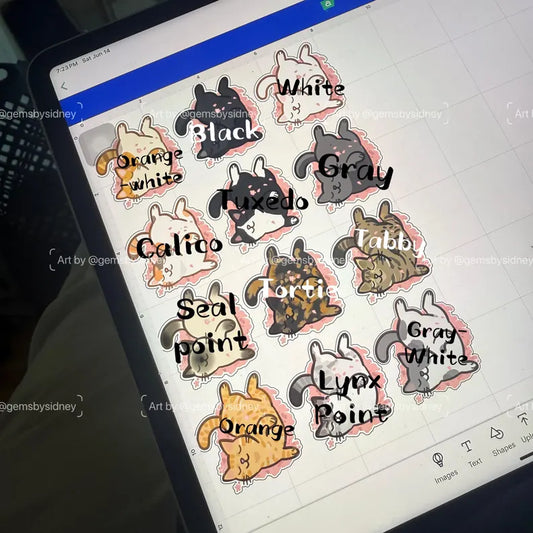 Cats Rolling in Cherry Blossom Stickers