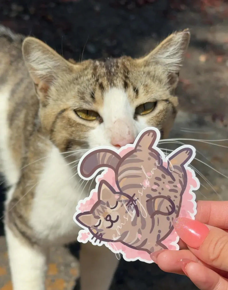 Cats Rolling in Cherry Blossom Stickers