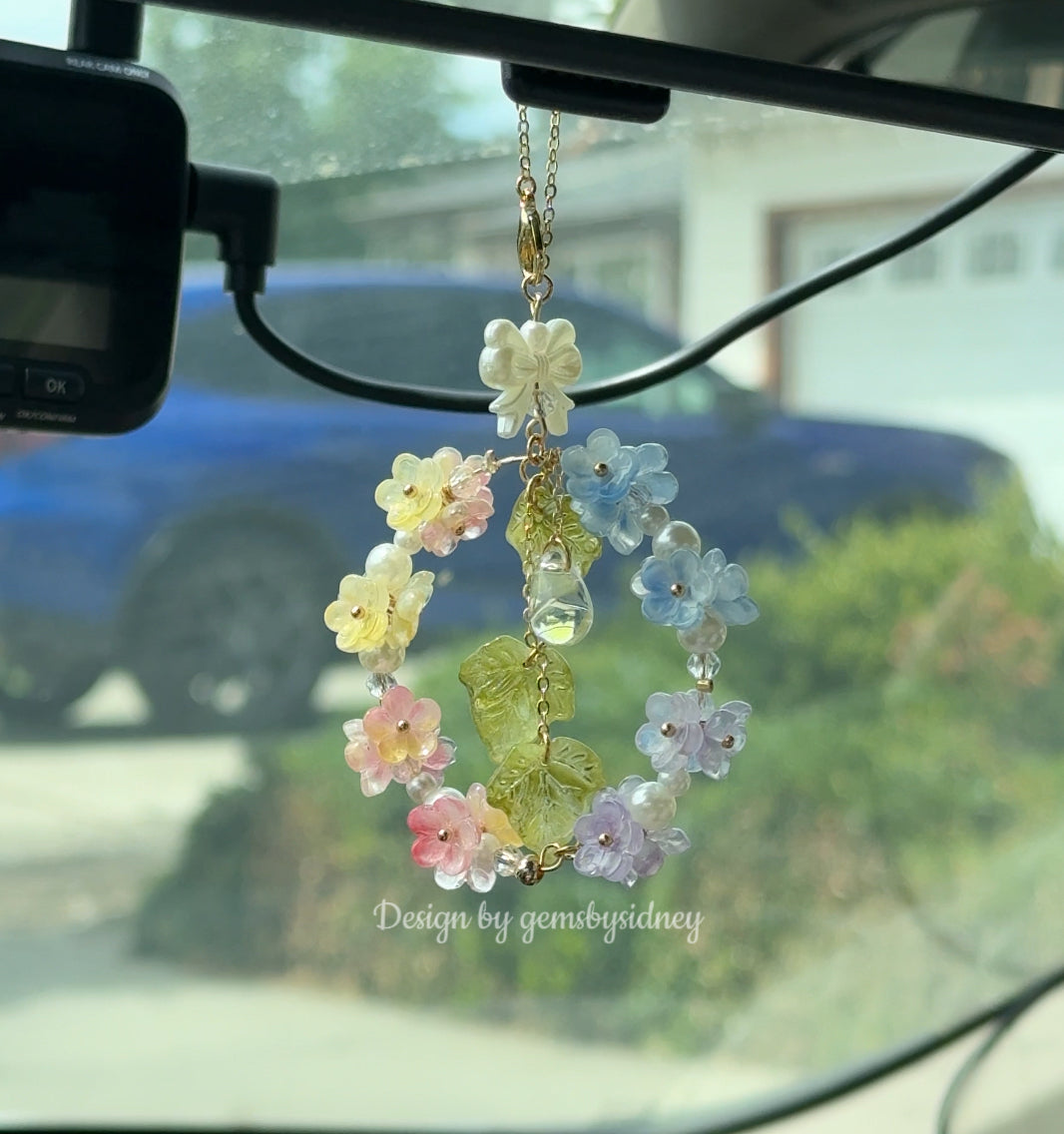 Pastel Meadow Wreath Car Charm
