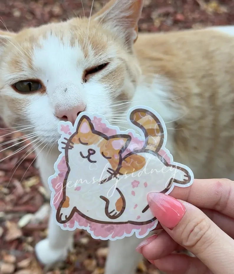 Cats Rolling in Cherry Blossom Stickers
