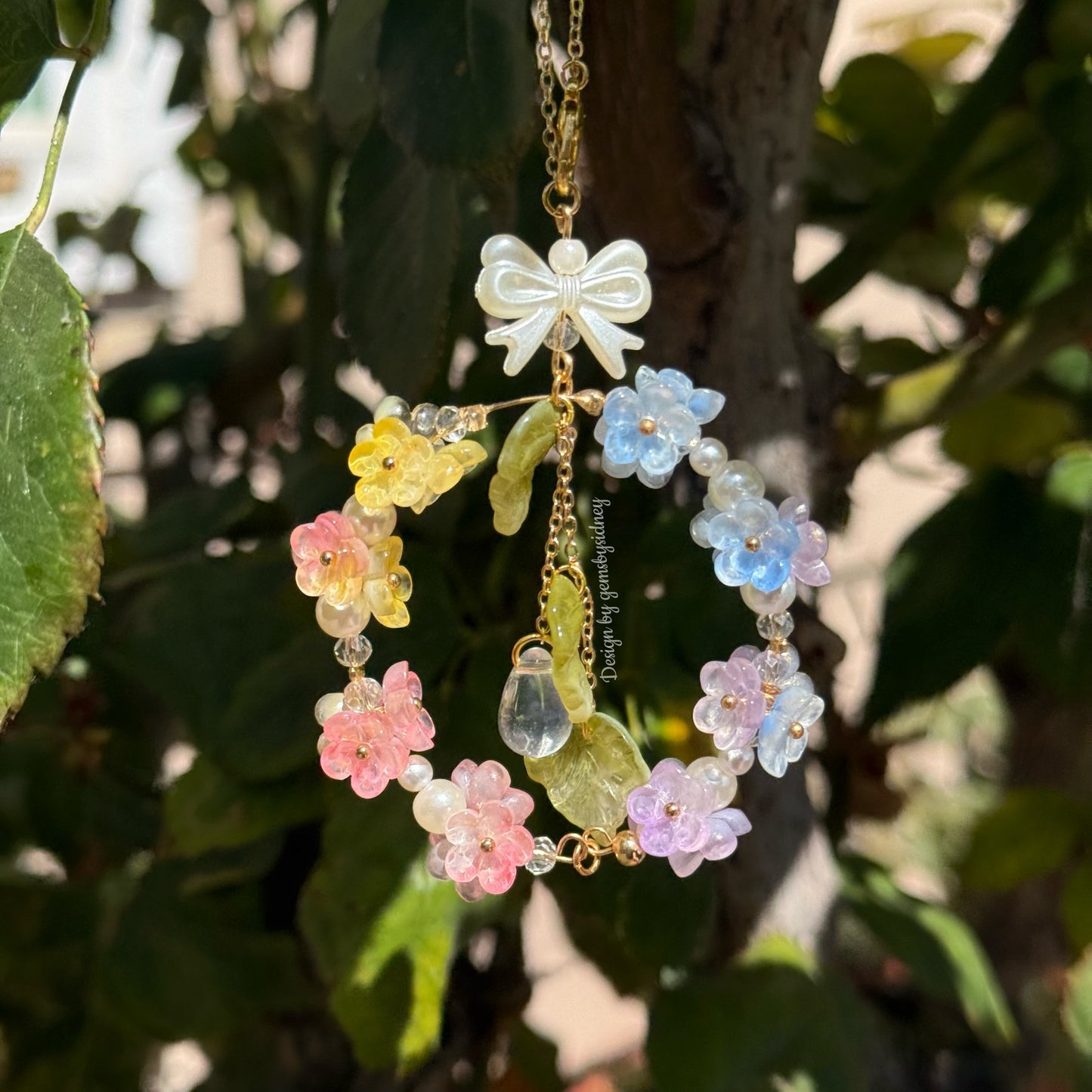 Pastel Meadow Wreath Car Charm