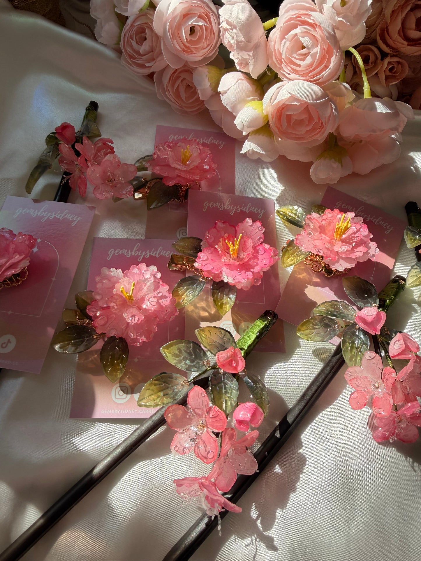 Cherry blossom branch hair stick