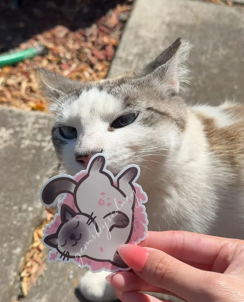 Cats Rolling in Cherry Blossom Stickers