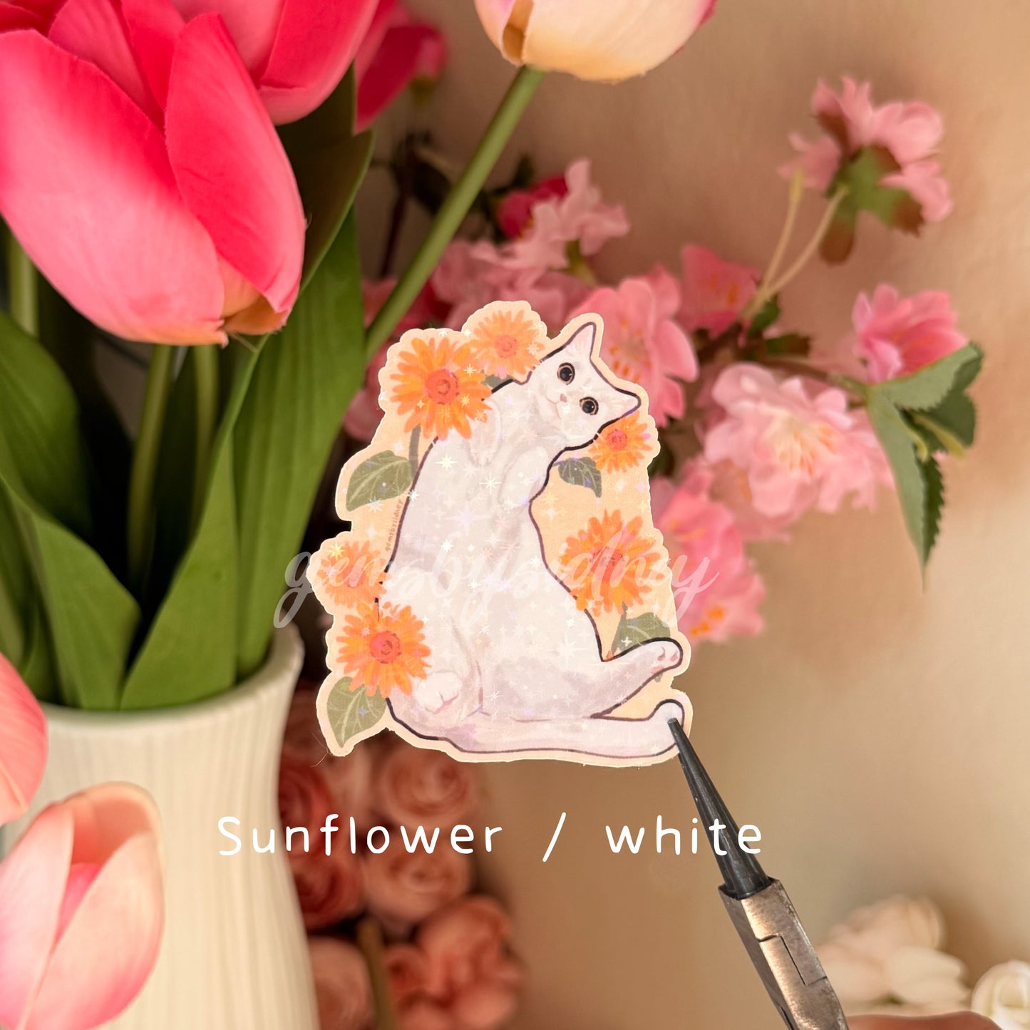 Flower cat stickers
