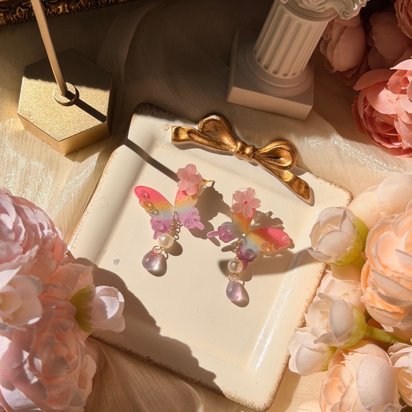 Rainbow Butterfly studs