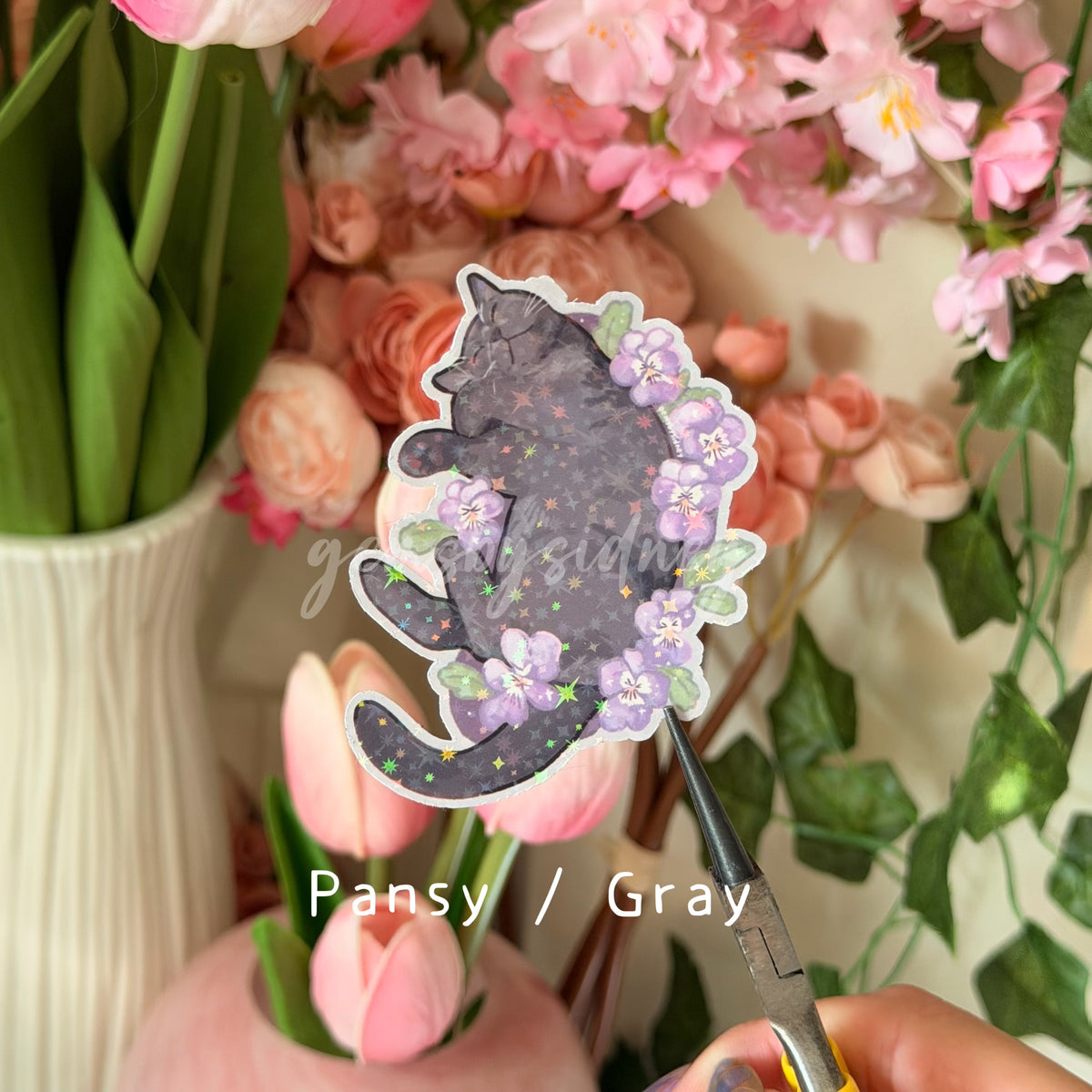 Flower cat stickers
