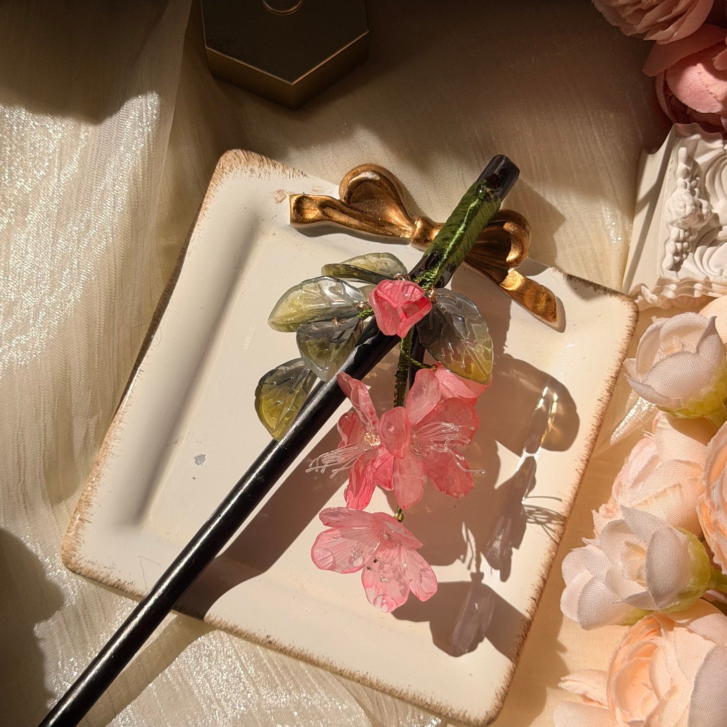 Cherry blossom branch hair stick