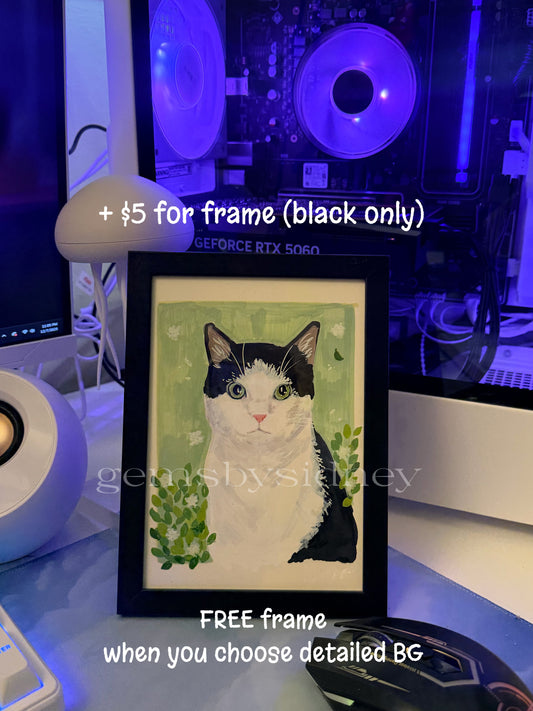 5x7 Single Cat Portrait Commission