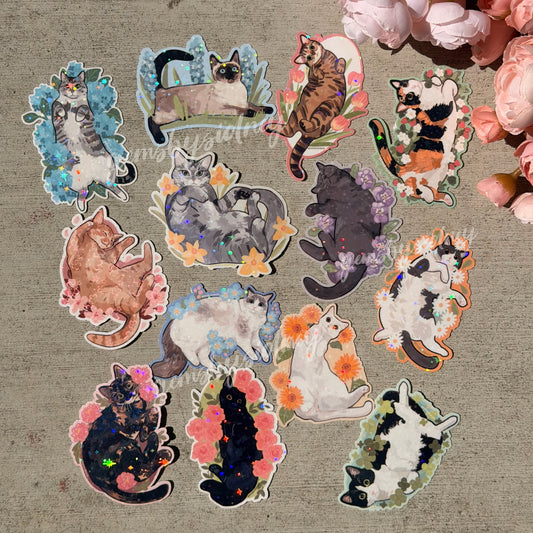 Flower cat stickers