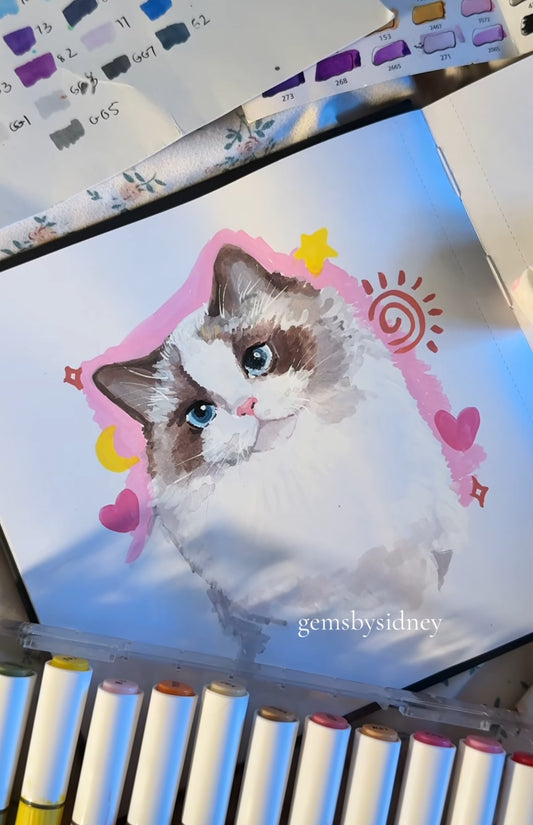 6x8 Single Cat Portrait Commission