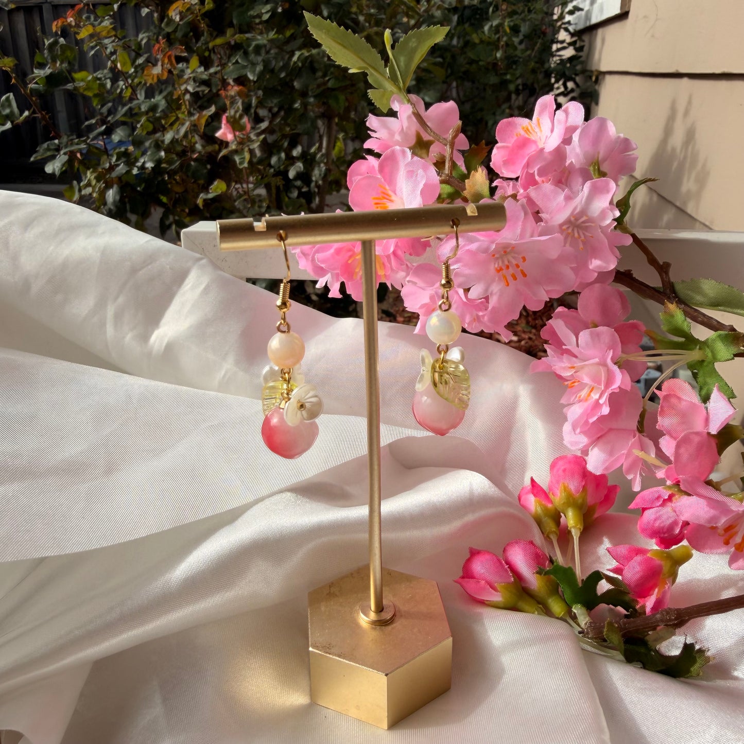Peach blossom earrings