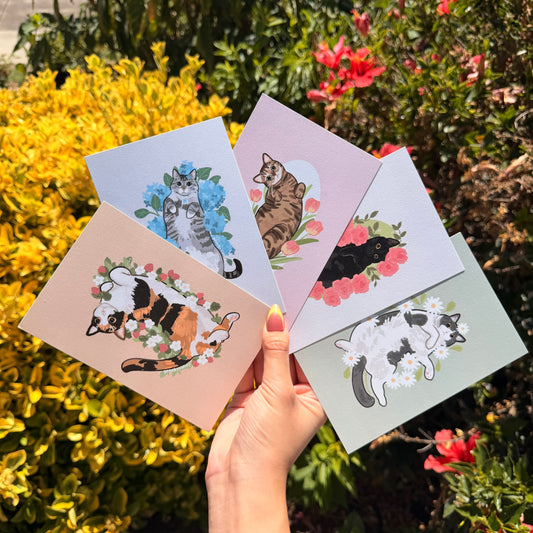 4x6 Flower cat postcards