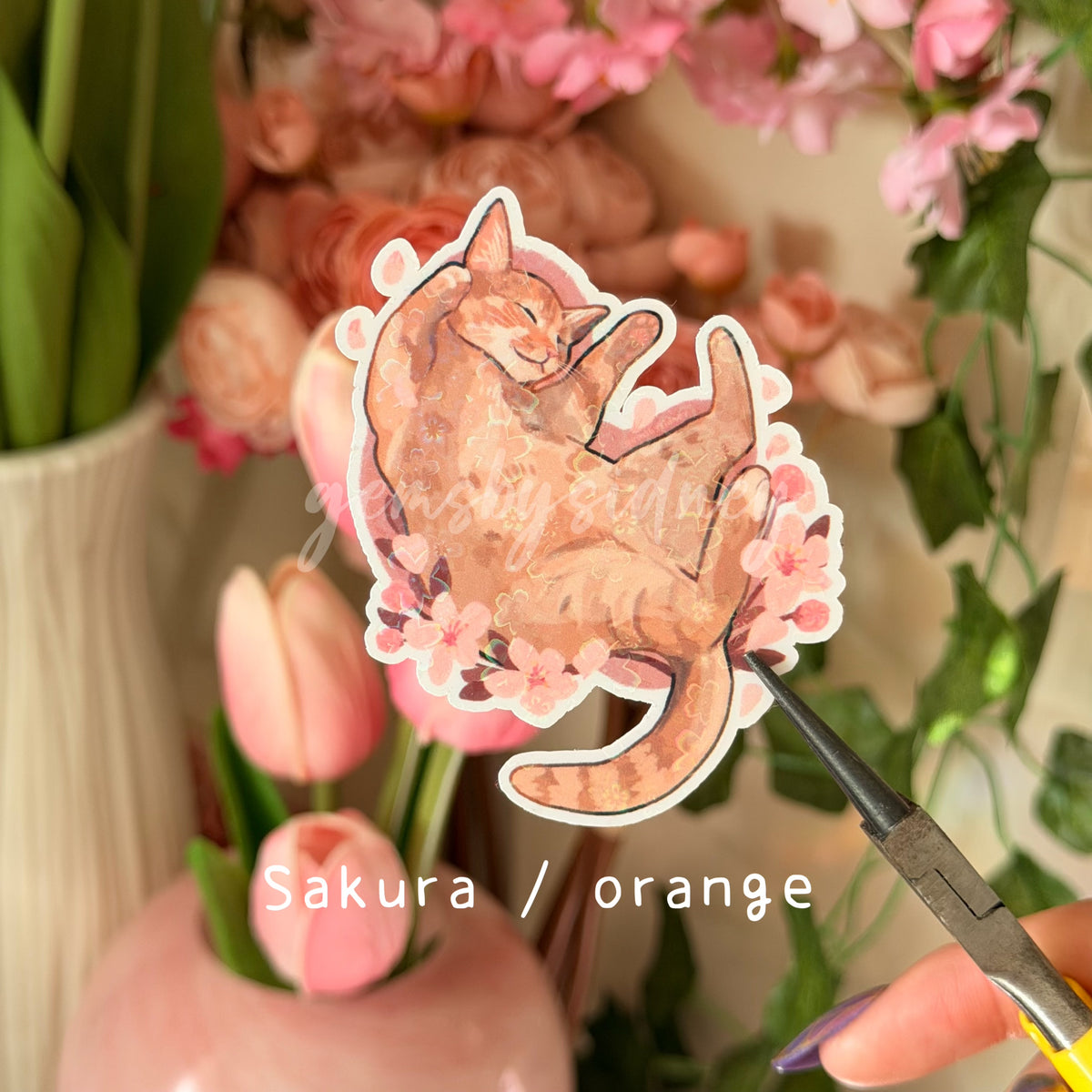 Flower cat stickers