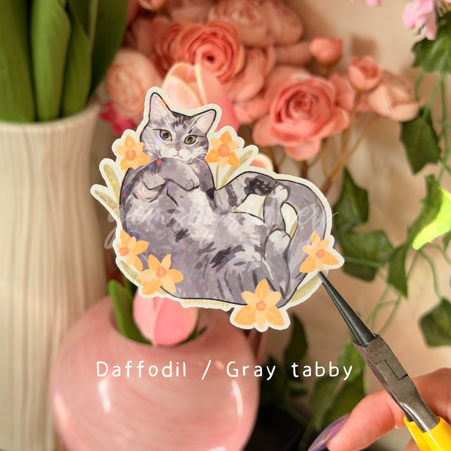 Flower cat stickers