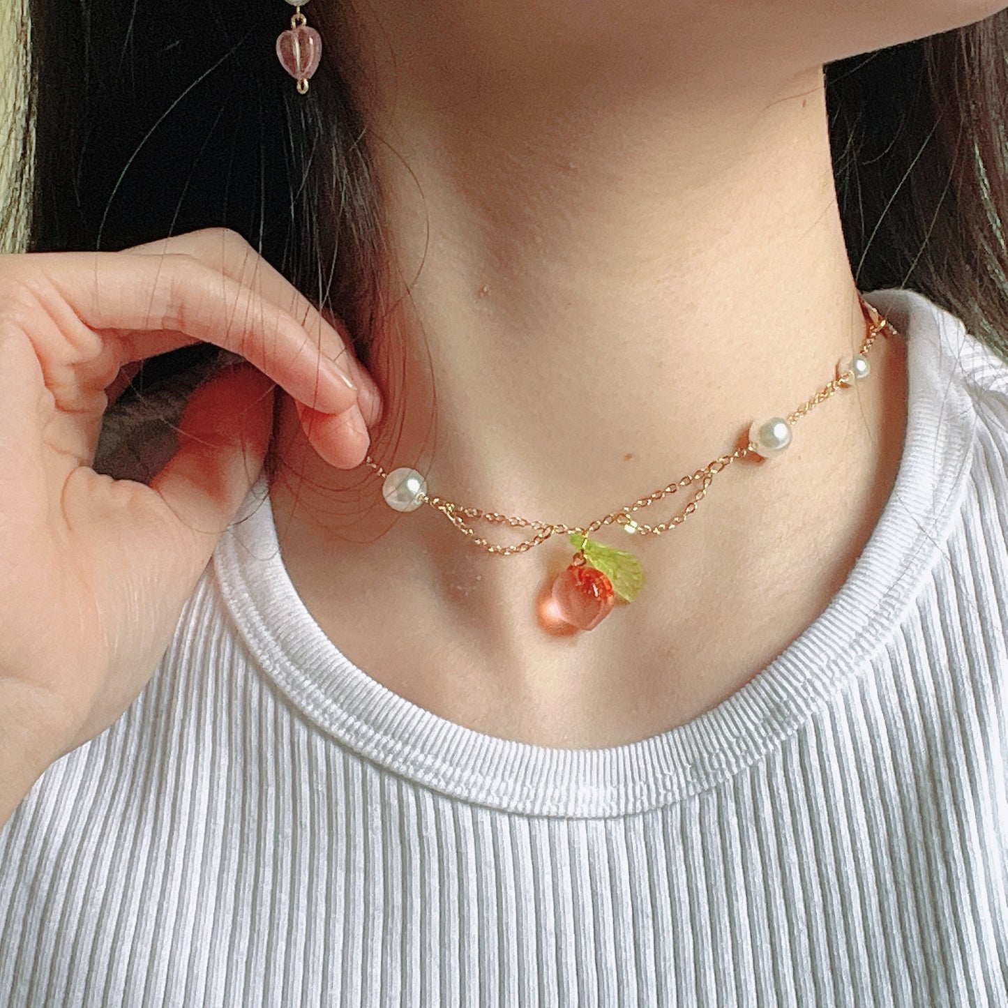 Peach Pendant Choker